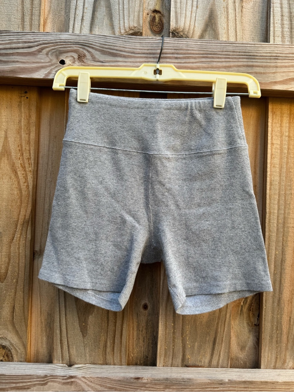 Forever 21 Light Heather Gray Ribbed High-Waist Bike Shorts